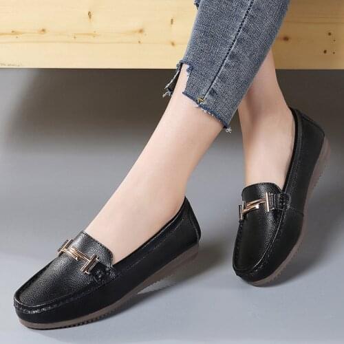 2020 New Women Flat Shoes Round Toe Lace-Up Oxford Shoes Woman Genuine Leather Brogue Women Platform Shoes Women Loafers