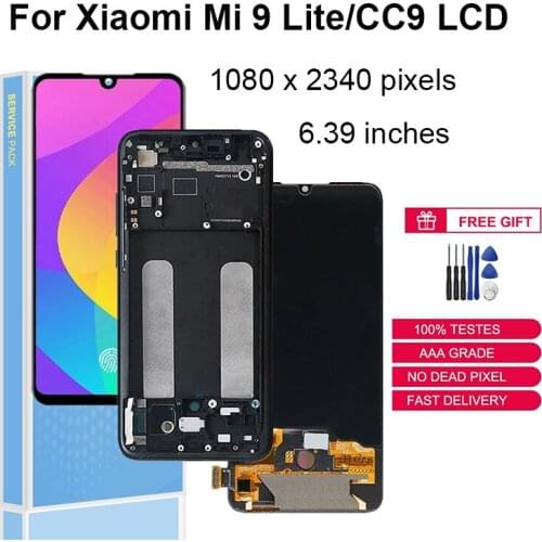 6.39" Super AMOLED For Xiaomi Mi 9 Lite Mi9 Lite LCD Display Touch Screen Digitizer Assembly For Mi CC9 LCD Replacement Parts