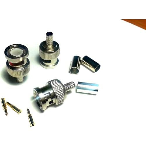 10PCS BNC Plug Crimp Connectors for RG58 RG-58 Coax Male Antenna cable