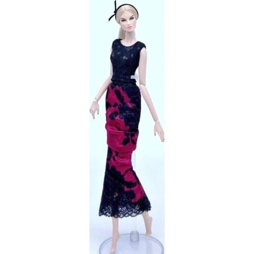 11.5" BJD Fashion Sleeveless Black Rosy Floral Clothes Set for Barbie Doll Clothes Shirt Skirt Party Gown Dolls Accessories Toys
