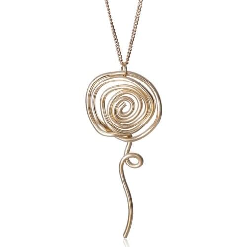 2019 Metal Wire Wrapped Rose Pendant Necklace Original Handcraft Flower Choker Necklace Metal Link Chain For Women Men