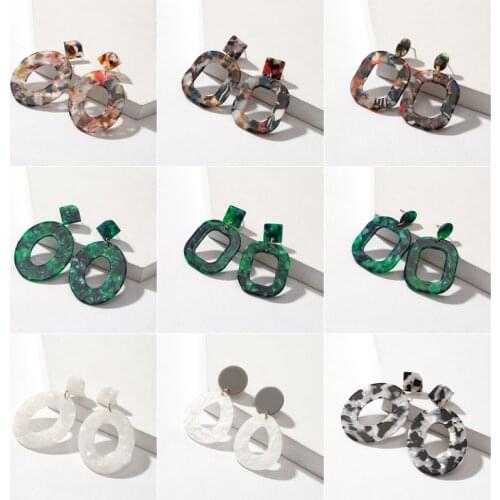 2020 Hot Women Earrings Acrylic Drop Earrings For Women Statement Big Round Hanging Dangle Earring Brincos Vintage Jewelry