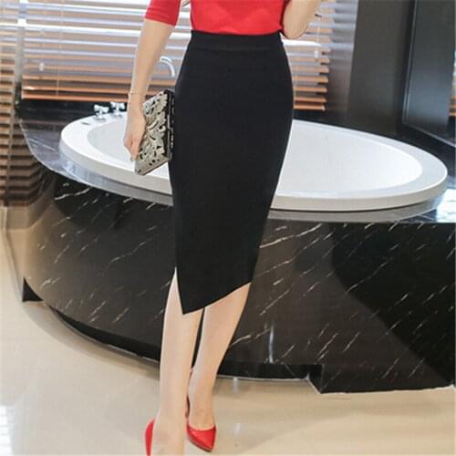 2021popular Woman Skirts Elegant Commuter Professional Dress Skirt Elegant Black Mid-length Skirt Mid-length Wrap Hip Skirt A015