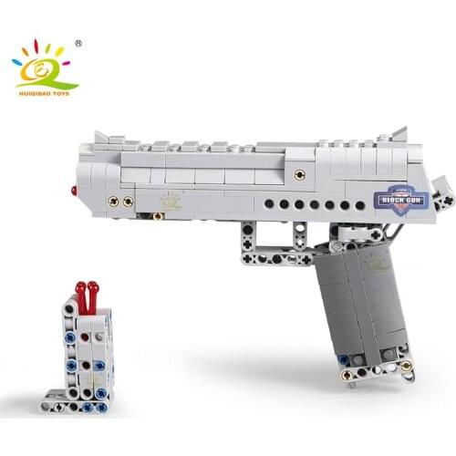 HUIQIBAO 307PCS Desert Eagle Model Building Blocks Set Technical Military Weapon Bricks City DIY Game Gun Toys For Children Boys