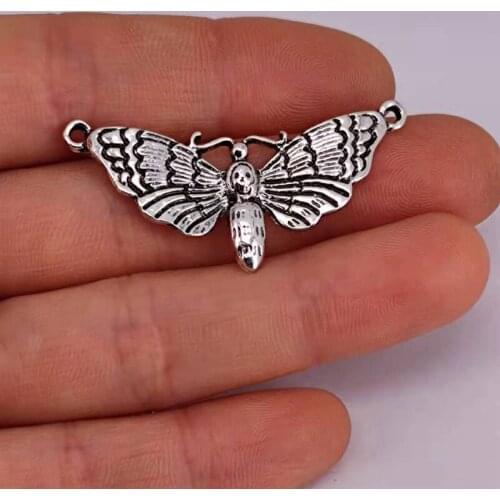 50pcs Deaths Head Hawkmoth pendant charm Moth Pendant Unisex Halloween Jewelry Gothic charms Gift For Women Men Accessories