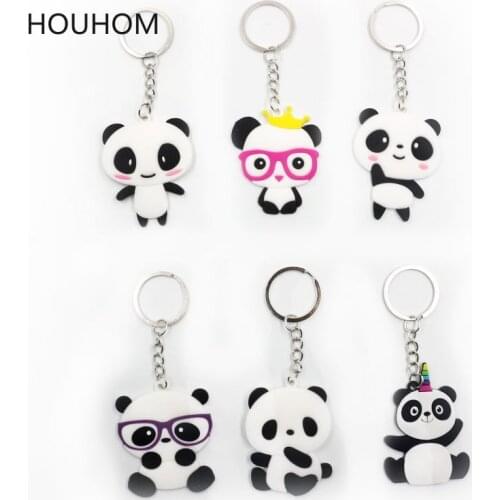 6pcs/lot Jungle Party Decorations Panda Rubber Keychain Baby Shower Safari Birthday Party Decorations Kids Tropical Party Favors