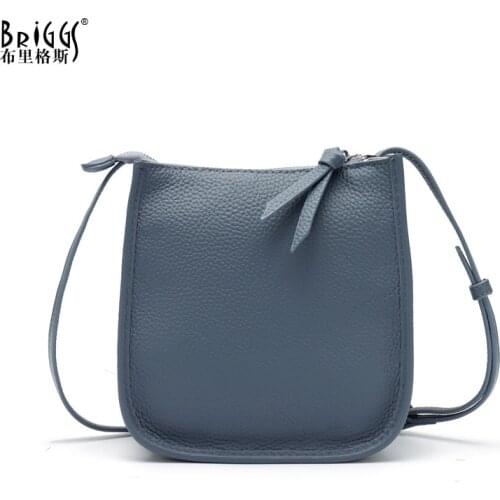 BRIGGS Soft First Layer Cowhide Genuine Leather Handbag Small Classic Fashion Shoulder Bags High Quality Female Crossbody Bag