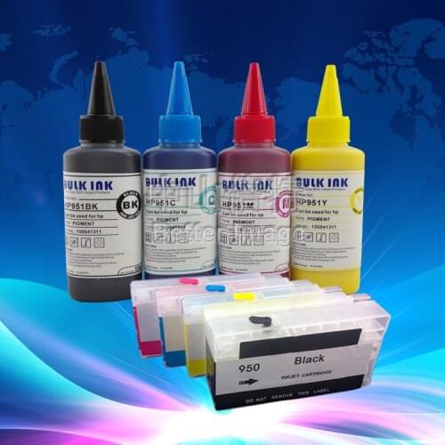 XIMO Hot sale,4*100ml pigment ink with 1 set of chipped empty refillable cartridges for HP Pro 8100 pro 8600 pro8100 pro8600