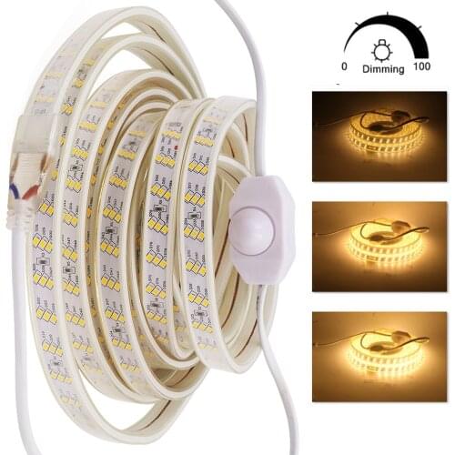 Dimmerable LED Strip 220V 240V EU UK Waterproof 180Leds/m Warm White /White Flexible Ribbon Tape LED Strip Lamp
