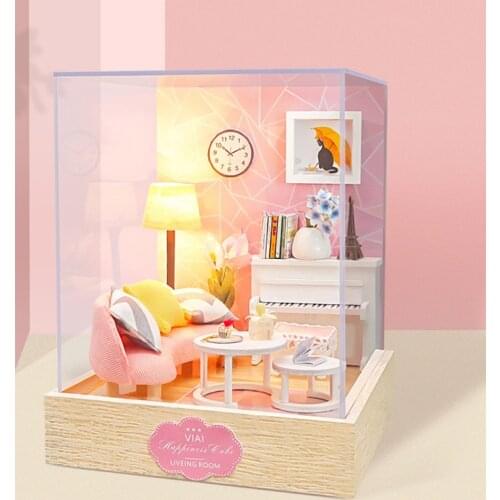 Diy Doll House Furniture Miniature Building 3D House Model Assemble Wooden Dollhouse Kit Roombox Kids Toys Birthday Gifts