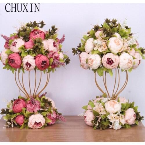 Custom Artificial flower ball wedding decoration fake flower wedding scene road Welcome table flower home Photography props