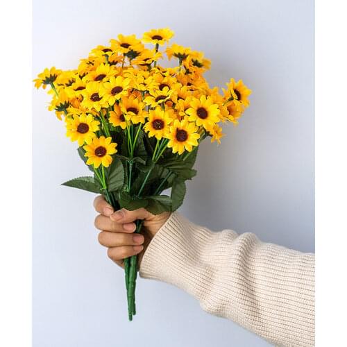 20 Heads Simulation Sunflower Artificial Flower Single Beam Silky Bouquet False Flower for Room/Home Decor Wedding Decoration