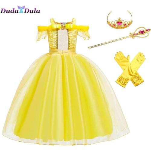 Halloween Children Sleeping Beauty Costume Princess Dress up Party Costume Long Sleeve Cosplay Dress Kids Clothing 3-10T