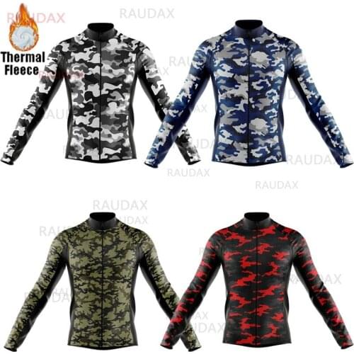 Camouflage Bike Uniform 2021 Winter Long Sleeves Maillot Ciclismo Mens Cycling Clothing Fleece MTB Bike Riding Cycling Jersey
