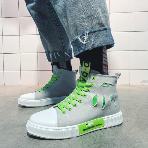 Men Canvas Casual Shoes Gat Shoes Male Fashion Sneakers Student Green With Hole Vulcanized Shoes 2021 Summer High Heel Shoes