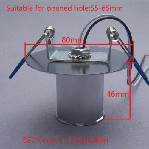 2pcs/lot E27ceramic Lamp holder with 80mm metal mounted cover/ e27 lamp socket / Ceramic E27 Light base With cable embedded