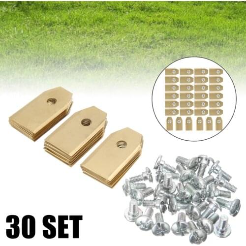 30X Titanium Steel Lawn Mower Blade Replacement Set with Screws for Gardena R38LI R40LI 105 305 0.75MM