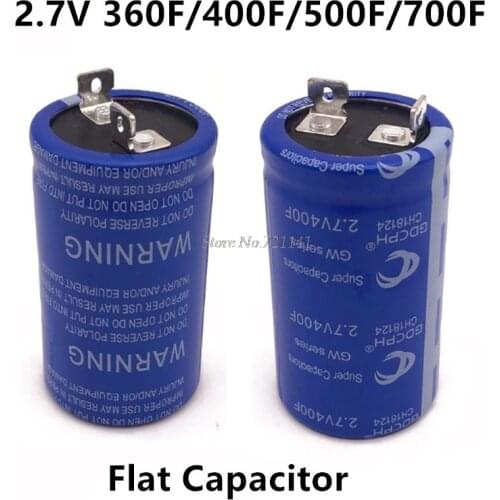 Super Farad Capacitor 2.7V 360F 400F 500F 700F High Frequency Low ESR Flat Feet Single Capacitor for Car Electronic Components