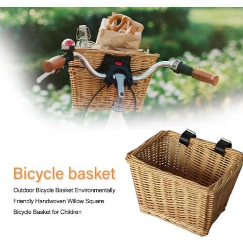 Child Wicker Front Handlebar Bike Basket Cargo Hand-woven Beautiful Lines Sturdy Durable Folk Craftsmanship Bike Basket Wicker