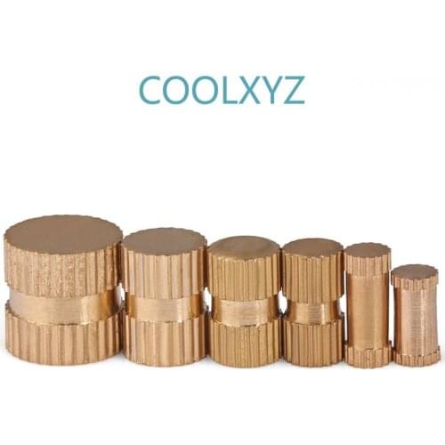 Brass Injection Nut Knurled Insert Nut Blind Hole Single Pass Copper Insert Brass Embedded Copper Hob Nut M3 M4 M5 M6 M8 20PCS