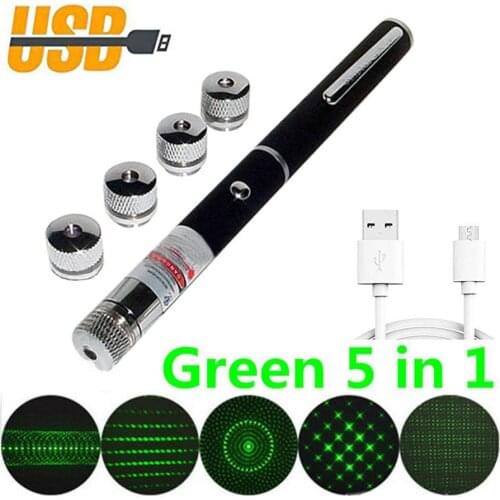 USB Green Laser pointer Rechargeable Built-in battery High Power Green Red Laser Sight Adjustable Focus Lazer Pen laserpointer