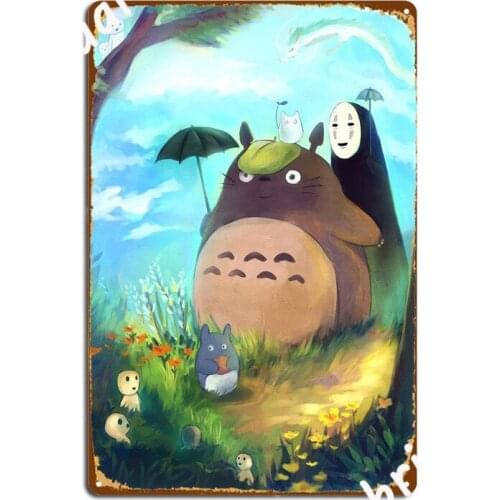 Ghibli Totoro Metal Sign Wall Mural Funny Plaques Club Bar Tin Sign Poster
