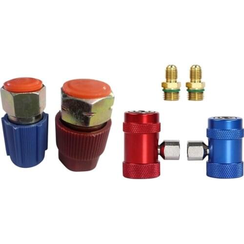 Retrofit 7/16 to 3/8 Conversion Adapter R12 to R134A & Car Auto AC High / Low Side R1234Yf Quick Couplers Adapters