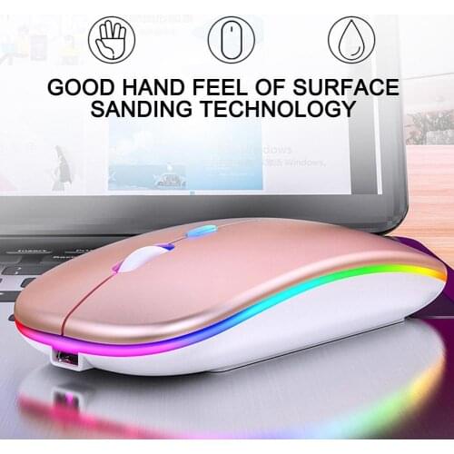 Rechargeable Mouse Wireless Silent LED Backlit Mice Computer Optical USB PC PC Mouse For Laptop Ergonomic Computer Gaming M G2W4