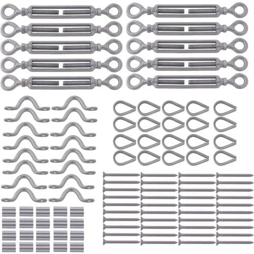 10/set Stainless Steel G316 Used for Wooden Posts Balustrade Turnbuckle Kit Wire Handrail Cable DIY