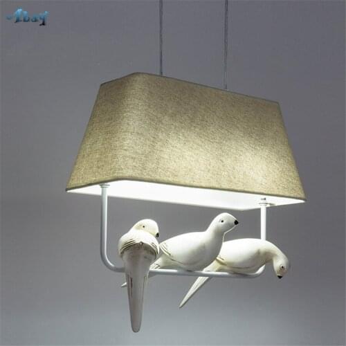 Nordic Fabric Lampshade Bird Pendant Lights for Living Room Childrens Room Bedroom Light Fixtures creative Bird led hang Lamp