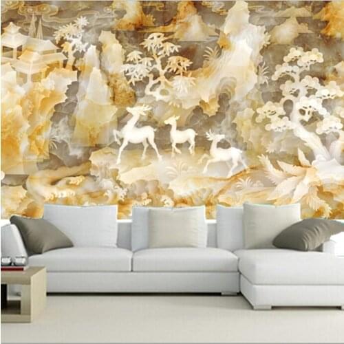 The latest 3D wallpaper,3D Beautiful Chinese jade carving painting papel de parede,TV wall living room sofa bedroom wallpaper