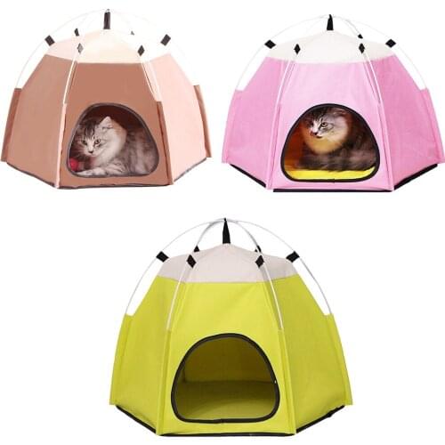 Oxford Cloth Folding Dog House Pet Octagonal Tent Playpen Puppy Kennel Breathable Outdoor Removable Fence Bed Dog Supplies