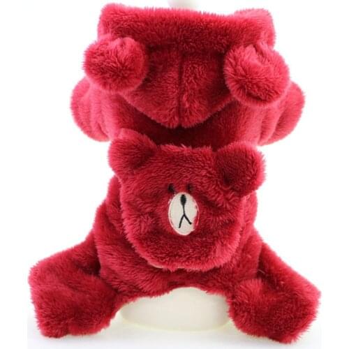 New Autumn Winter Xs Dog Clothes For Small Dogs Girl Boy Teddy Red Thick Fleece Hoodie Cover Legs Puppy Outfit Pet Clothing