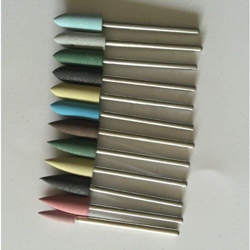 12pcs Dental Resin Base Set 2.35mm Dental Acrylic Silicone Kit Polishers Polishing Burs