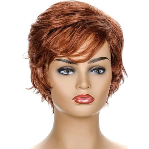 Brown Wig Water Wave Wig With Bangs for White/Black Women Hair Wigs Heat Resistant Synthetic Wig Natural Fake Hair