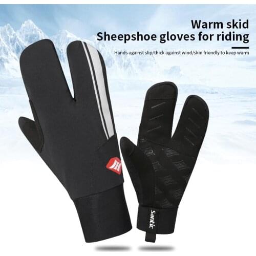 Santic New Long Finger Cycling Gloves Warm Non-slip Bicycle Mountain Bike Gloves Autumn/Winter Men Women Riding Bike Gloves