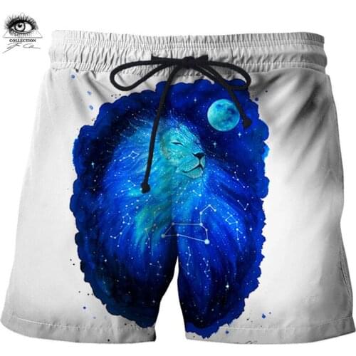 Galaxy Lion 3D Printed By Pixie Cold Art Beach Shorts Men Board Shorts Plage Male Quick Shorts Swimwear Streetwear DropShip