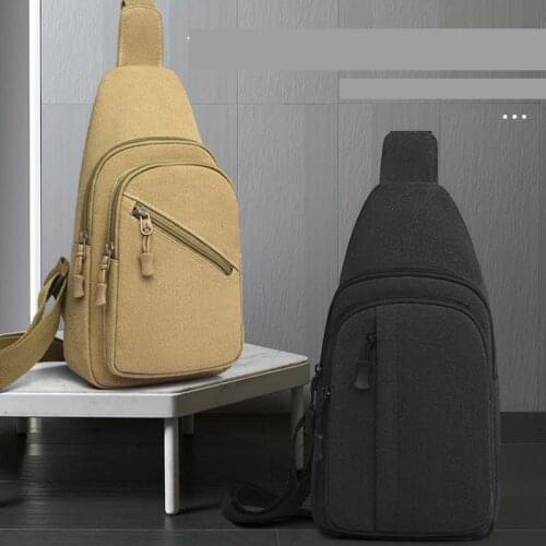 Casual Knapsack Canvas Men Chest Bags Solid Color Travel Crossbody Pouch Short Trip Bag Men Waist Pack Messenger Bag Backpack