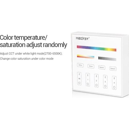 B4 4-Zone RGB/RGBW/RGB+CCT Smart Panel Remote Controller wifi dimmer switch 2.4G Wireless Transmitting Individually Control