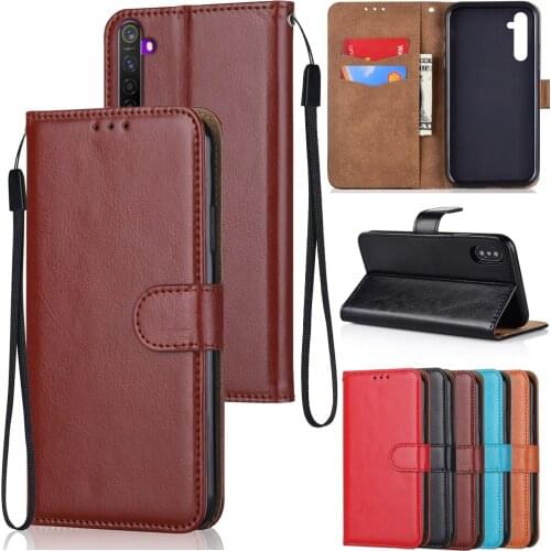 Luxury Pu Leather Case for Realme 7 5G Q2 V5 5G Narzo 30 Pro Funda Cards Wallet Stand Holder Book Style Phone Cover with Strap