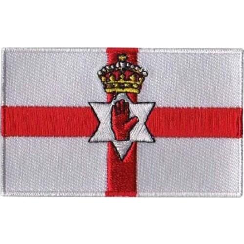 Northern Ireland Embroidered Emblem Made by Twill with Heat Cut Broder and Iron On Backing Custom and MOQ50pcs free shipping