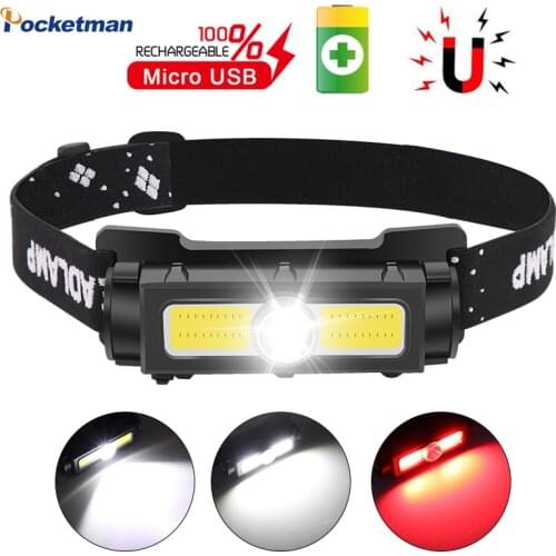 50000LM Most Powerful Headlamp USB Rechargeable Head Lamp Waterproof Headlight With Red Warning Light Magnet for Camping Fishing