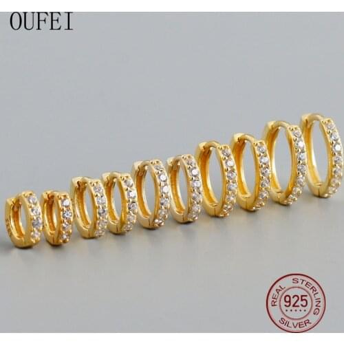 Crystal Hoop Earring 925 Sterling Silver Zircon Lnner Diameter 5mm-9mm Circle Earring Women Simplicity Fashion Fine Jewelry