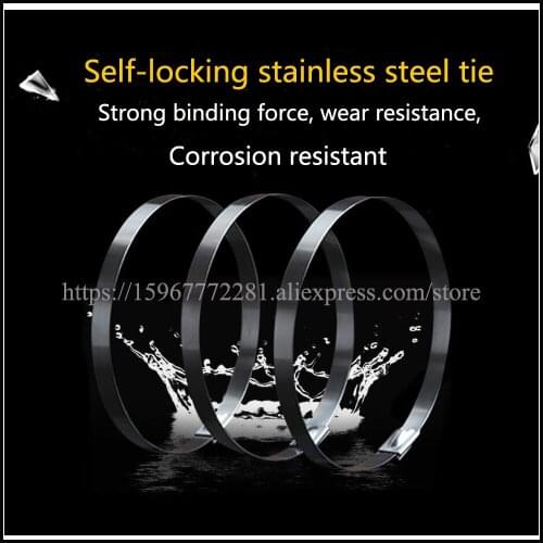 Cable tie 304 stainless steel tie tape 4.6*150mm cable metal insert tie tape plastic Marine transport self-locking tie tape