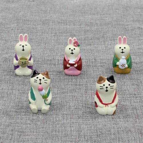 Japan Zakka Decole Cat Rabbit Miniature figurines statue Home Decoration Fairy Garden Resin craft toy Bonsai Ornaments