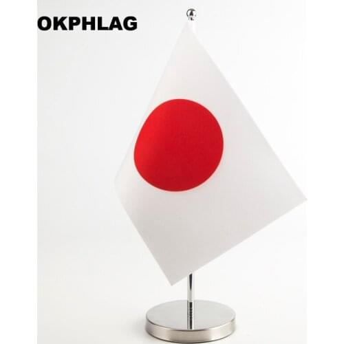 Japan table desk Flag with silver flagpole base country banners 14*21CM for Office House Party KS-0147