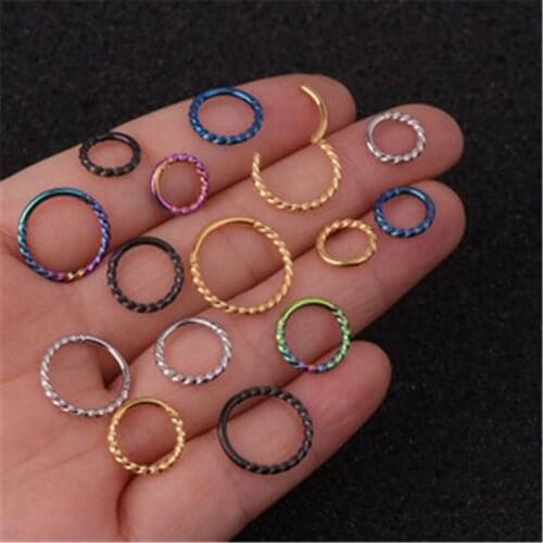 Stainless Steel Hemp Wreath Closed Ring Lip Studs Perforation Earring Jewelry Ear Buckle Ear Bone Nails Nose Ring