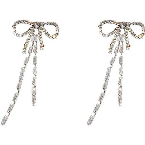 Butterfly Earrings Women Earrings Bow Shaped Stud Earrings Inlaid with Cubic Zirconia Tassels Sweet Lovely Gift for Girlfriend