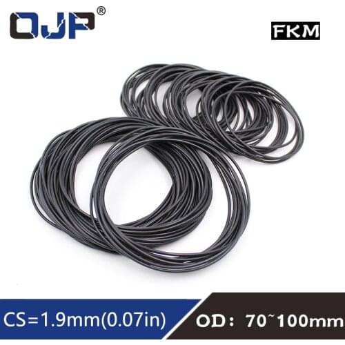 1PC Fluorine rubber Ring Black FKM Seals 1.9mm Thickness OD70/72/75/80/85/90/95/100mm O Ring Gasket Oil Ring Sealing Washer