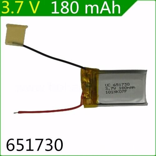 10pcs/lot 3.7V 180mAH Wholesale Helicopter Accessories Lipo battery 651730 lipo 3.7v lipo battery 3.7v bateria lipo